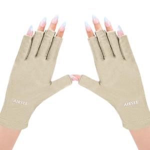 AIRSEE UV Gloves for Nail Lamp,Professional UPF50+ UV Protection Gloves for Manicures Nail Art,Fingerless Gloves That Shield Skin from The Sun and Nail Lamp (Nude)