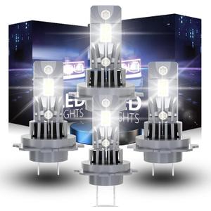 H7 Light Bulbs for VW Jetta (2006-2019), 6000K Cool White, 300% Brighter, High/Low Beam Set, Canbus-Ready, Plug and Play, Pack of 4
