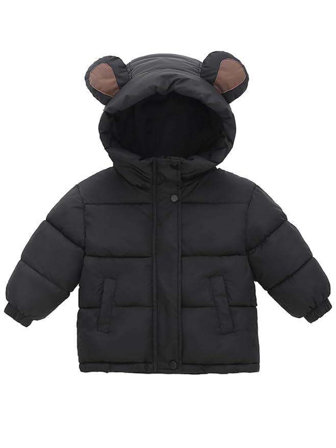 Toddler Girl Winter Coat Baby Boys Fleece Warm Cute Bear Ear Hooded Jacket Clothes
 Size 110