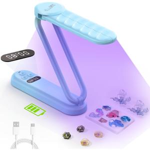 PPESULK Cordless UV Light for Resin Curing, Rechargeable Fast UV Light with 34 Beads and LCD Timer Display, Foldable Resin Curing Machine for Resin Molds, DIY Crafts, Jewelry Making(Blue)