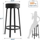 IDEALHOUSE 30'' Swivel Bar Stools Set of 4 with Footrest, Modern Counter Height Barstools with PU Leather Upholstered and Metal Frame, Backless Round Bar Stools for Kitchen Island, Black