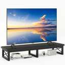 IBUYKE 45" Large TV Riser for 32-60 inch TV,Tabletop Short TV Stand with Storage and Steel Legs,Dual Screen Office Desk,Stand Riser,TV Riser Stand for Home,Bedroom,Living Room,Black TVT002B