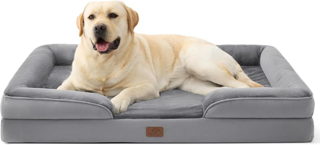 Bedsure Jumbo Orthopedic Dog Bed for Extra Large Dogs - Washable XLarge Dog Cat Bed Waterproof, Comfort Dogs Couch Sofa with Washable Removable Cover, Pet Bed with Nonskid Bottom, Grey, 45"