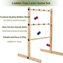 ApudArmis Ladder Toss Game Set, 35x26In Pine Wooden Golf Ladder Lawn Game with 6 Bolos Balls and Carrying Case - Outdoor Backyard Game for Teens Adults FamilyNew Version Sturdy Bolts