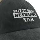 Put it on My Husband's tab Black Baseball Cap Funny Ball Hats Women Men hat Retro Truck Embroidered caps