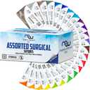 Mixed Sutures Thread with Needle (Absorbable: Chromic Catgut; Non-Absorbable: Nylon, Silk, Polyester, Polypropylene) - Surgical Wound Practice Kit, Emergency First Aid Demo (2-0, 3-0, 4-0, 5-0) 24PK
