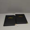 Menu Covers Premium Faux Leather - Menu Holder 8.5" x 11" with Transparent Sleeve - 7 Page 14 View for Restaurants, Bars, and Cafes (2-Pack) (Black)