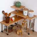 HYNAWIN Bamboo Countertop Shelf Storage Spice Rack, 3 Tier Desktop Shelves Space Saving Organizer, Adjustable Rack