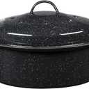 Granite Ware 8.7-Inch Small Covered Round Roaster, 3Lb Capacity Mini Roaster Enamel Steel Cookware, Dishwasher Safe & PFOA-Free, Even Heat Distribution for Poultry, Meat, Vegetables (Speckled Black)