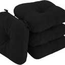 Outdoor Chair Cushions, Outdoor Seat Cushions for Patio Furniture Waterproof with Ties, Replacement Tufted Patio Chair Pads, 19x19x5 inches Set of 4, Black