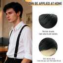 Toupee for Men Human Hair Mens Full head mask Straight hair Wig Short Straight hair Hair Fluffy Realistic Hair Wig Thin Skin Daily Party Costume Wig for Male(black) natural part