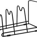 STOBAZA Pot Lid Organizer Pots and Pans Organizer Cutting Board Holder Frying Pan Rack Compact Kitchen Storage Rack Black