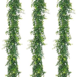 Artflower 3 Pack Artificial Eucalyptus Garland, 5.9Ft/pcs Faux Eucalyptus Vines Greenery Garland Fake Eucalyptus Plant Wedding Backdrop Arch Wall Table Party Festival Decor, Grey Green