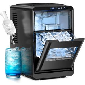 Electactic Crescent Ice Maker Countertop, 28Lbs/24H Ice Production, 16 Cubes in 6 Mins, Portable Countertop Ice Maker Machine with Self-Cleaning for Home & Kitchen (Black)