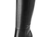 DREAM PAIRS Knee High Boots Women Chunky Heel Pointed Toe Tall Boots for Women Side Zipper Long Boots (9.5, Black-pu)
