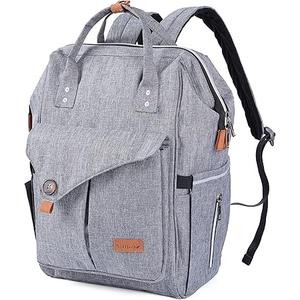 NeoTech Care Diaper Bag Backpack for Baby Girl/Boy, Wide Opening, Multifunction Organizing Pockets (Gray)
