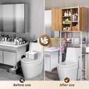 Kalrin Over The Toilet Storage Cabinet with Fluted Wave Doors and Adjustable Shelf, Wood Over Toilet Storage Rack with Drain Basket, Freestanding Bathroom Organizer for Balcony Laundry, Wood & White, 23.62 inches x 9.45 inches x 66.54 inches