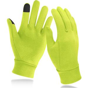 Unigear Lightweight Running Gloves, Touch Screen Anti-Slip Warm Gloves Liners for Cycling Biking Sporting Driving for Men Women (Medium, Chartreuse)