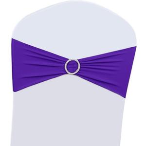 25 PCS Stretch Chair Sashes Bows Chair Bands with Buckle for Wedding Hotel Banquet Birthday Party Decorations - Purple