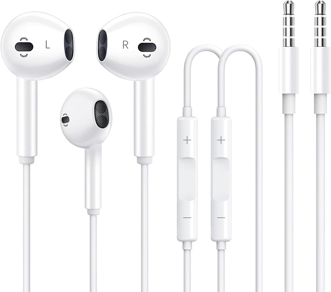 2 Pack Apple Earbuds [Apple MFi Certified] Headphones Earphones with 3.5mm Wired in Ear Headphone Plug(Built-in Microphone & Volume Control) Compatible with iPhone,iPad,iPod,PC,MP3/4,Android -White