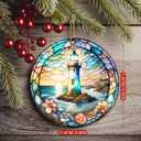 3 x Colorful Ceramic Lighthouse Christmas Ornament for Tree, Holiday Decorations, Christmas Decor, Lighthouse Lovers Gifts, Ornament Gift Ideas