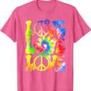Groovy Tie Dye Love Retro 70's Hippie Vintage 70s Costume T-Shirt  (Pink Heather, XXL)