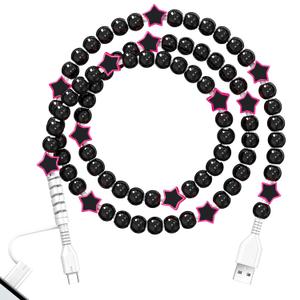 Coolden USB C Cable 2 in 1 Multi Charging Cable Stylish Black Star Beaded Phone Charger for Women Girls for iPhone Charger Cord USB to USB C Cable for iPhone 17/16/15/14, for Samsung S25/S24