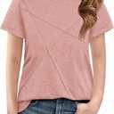 Haloumoning Girls Short Sleeve T Shirts Kids Summer Fashion Pleated Crewneck Tops Tees 5-14 Years (Pink)