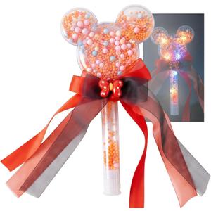 Theme Park Accessories Mouse Ears Ribbon Wand Party Favors - Magical Handheld Costume Props with Polka Dot Bow and Decorative Colored Beads for Vacation, Parade & Carnival