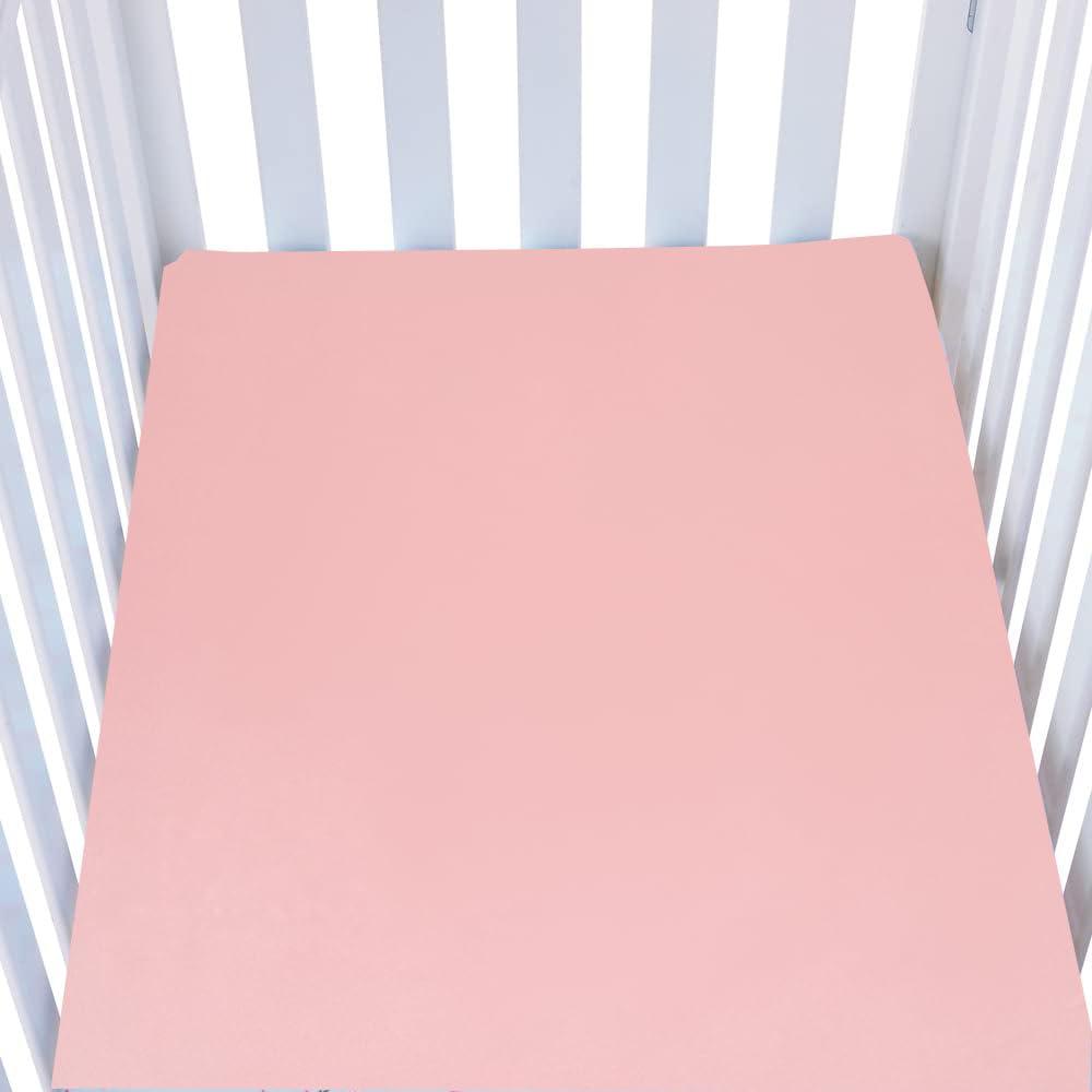 Knlpruhk Silk Fitted Crib Sheet 28" x 52" Surface (100% Pure Mulberry Silk) 9" Deep Pocket (Satin) for Baby Hair 19 Momme 6A High Grade Fibers Ultra Soft Smooth Breathable Pink