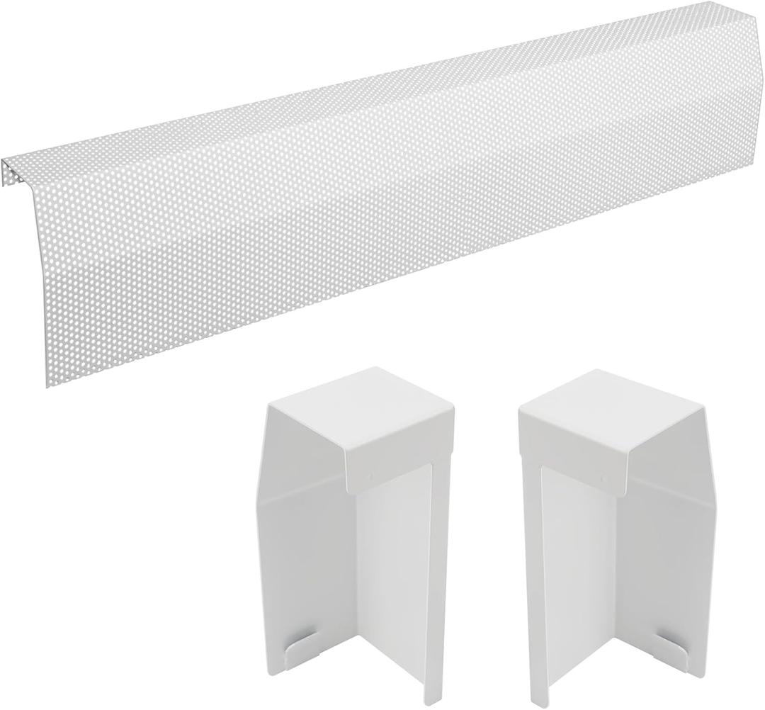 3ft Steel Easy Slip-On Baseboard Heater Cover with End Caps for Bathroom & Hydronic System for Replacing Old Cover, White