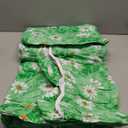 misaya Round Fitted Tablecloth with Elastic Edge, 100% Waterproof Oil Proof Plastic Table Cover, Vinyl Flannel Backed Tablecloth Fits 36"-44" Round Tables for Dinner, Outdoor, Picnic, Green Daisy