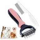 Zoocozy Pet Grooming Combs Kit for Dog Cat, Dog Brush for Shedding, Cat Deshedding Brush for Removal of Long Matted Fur on Pet(Pink)