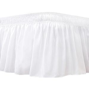 Biscaynebay Wrap Around Bed Skirts for Queen Beds with Extra Long Drop of 25", White Adjustable Elastic Dust Ruffles Easy Fit Wrinkle Resistant Silky Luxurious Fabric Machine Washable
