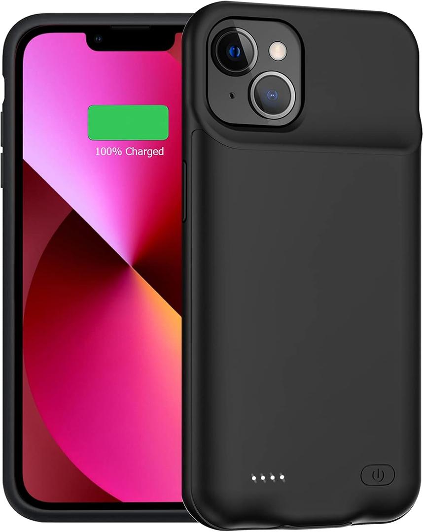 Battery Case for iPhone 13 Mini, Enhanced 6500mAh Ultra Thin Portable Protective Power Smart Charging Case Compatible with iPhone 13 Mini (5.4 inch) Rechargeable Extended Battery Charger Case (Black)