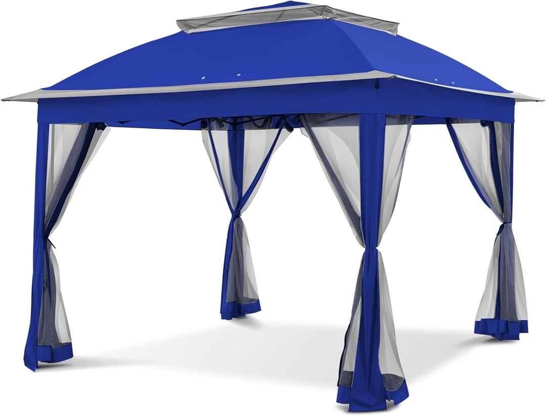 COOS BAY 11x11 Pop Up Gazebo with Mesh Netting, Instant Outdoor Canopy Tent, Water Resistant Shelter with UPF 50+ UV Protection, 121 Sq Ft Coverage, Royal Blue