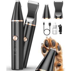 oneisall 2 Speed Cat Clippers with Double Blades, Rechargeable Cordless Small Cat Paw Trimmer, Low Noise for Trimming Dog's Hair Around Paws, Eyes, Ears, Face, Rump (Black)