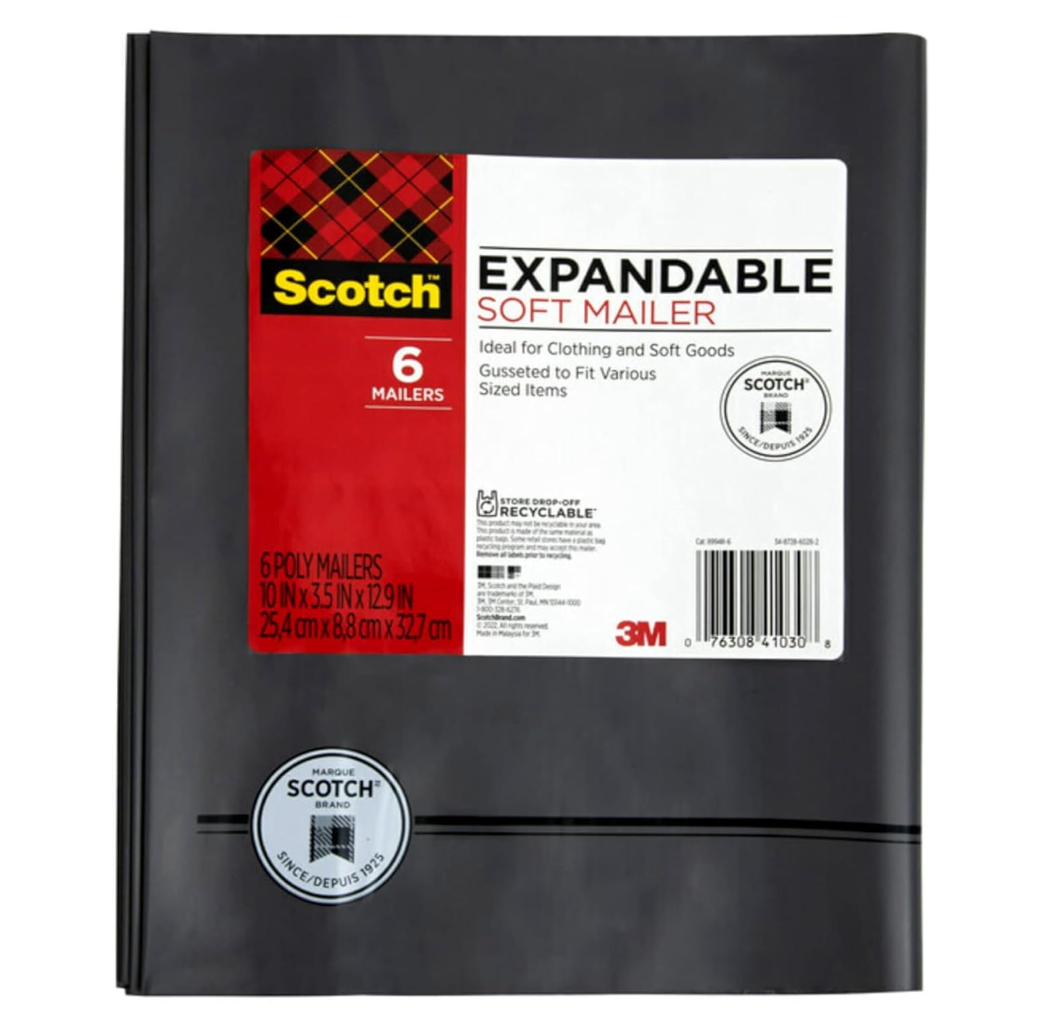 Scotch Expandable Polly Mailer 10x12.9in, Pack of 3