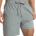 Arcweg 7-Inch Men's Swim Trunks, 2-in-1 Compression Liner with Pockets (Gray, XL)