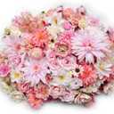 Artificial Pink Flowers Bulk Silk Roses Fake Flowers Heads for Crafts - DIY Home Spring Garden Floral Party Wildflower Garland Hanging Decoration Mini Big Small Faux Fabric Flowers Heads 3-12cm (Pink)