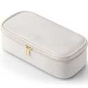 Vlando Travel Makeup Bag,Small Makeup Pouch Cosmetic Bag for Women Makeup Organizer Bag Gifts for Women Girlfriend Teacher Mom Brithday Gifts-White