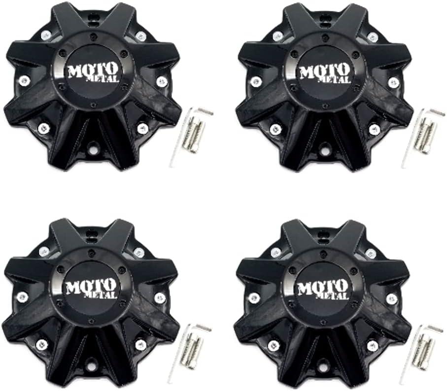4 Pack Moto Metal Wheels MO479L214GBO MO 497L214 Gloss Black Center Cap