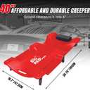 BIG RED TRP6240 Torin Blow Molded Plastic Rolling Garage/Shop Creeper: 40" Mechanic Cart with Padded Headrest, Dual Tool Trays and 6 Casters, Red