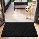 hicorfe Indoor Doormat,Front Back Door Mat TPR Backing Non Slip Mats 20"x31.5" Absorbent Resist Dirt Entrance Doormat Inside Floor for Entryway Washable Low-Profile (Black)