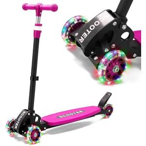Kick Scooters for Kids 3-12, 3-Wheel Kick Scooter with LED Light-Up Wheels, Adjustable Handlebar 28"-32", Heavy Duty Up to 130 lbs, Durable Stable Wide Deck Scooter for Boys & Girls