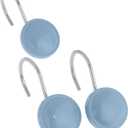 Color Rounds Ceramic Resin Shower Curtain Hook, Slate Blue, 8 Pieces