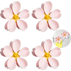 4 Pack Cherry Chip Clips Magnetic, Strong Cute Fridge Magnets Clips, Sealing Pink Chip Clips for Snack Bag Storage
