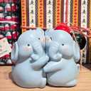 HINUGO Cute Elephant Bookends Decoration, Book Ends for Heavy Books, Book Holders for Shelves in Home Office Childrens Rooms Desk Bookshelf, Great Christmas Birthday Gift