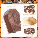 Capoda 5 Pieces Halloween Candle Holder Boxes Decorations Wooden Pumpkin Tombstone Skeleton Dead Tree Witch Coffin Shape Hollowed Decorative Luminary Box for Home Decor Party, Assembly Required