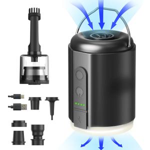 Origem Portable Air Pump, 5.2KPa Mini Electric, Rechargeable Battery with Camping Light, Quick Inflate/Deflate for Pool Floats, Boats, Sleeping Pads, Inflatable Toys